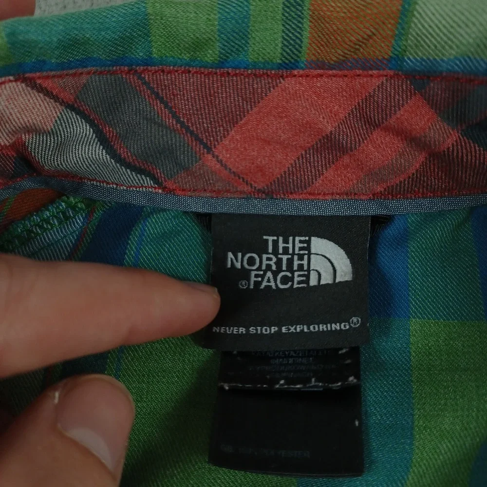 The North Face Shirt Mens Medium Green‎ Plaid Outdoor Pocket Button Up